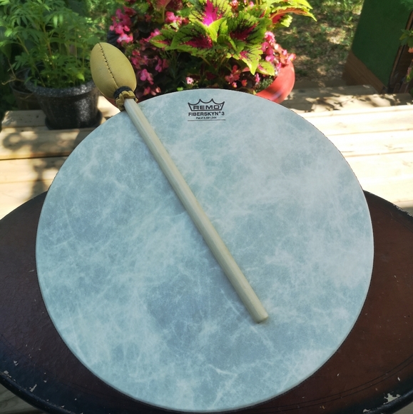 REMO 12" x 2.5" Frame Drum Fiberskyn 3 With 12" Hand Made Leather Drum Stick - Picture 1 of 6